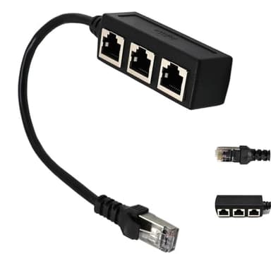 Adattatore Ethernet RJ45, Splitter da 1 a 3 Splitter Ethernet, Ethernet splitter lan Per Cavi Di Rete, Nero