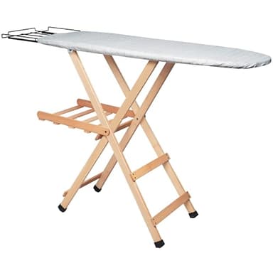 Asse da Stiro, 100% Legno Massiccio di Faggio, Tavola da Stiro con Fori Traspiranti, Pieghevole, 3 Posizioni, 143x37,5x93,5, Made in Italy