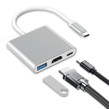 DAILINK 3-IN-1 Adattatore USB C HDMI, Light-Ning to HDMI Cavo HDMI per TV Adattatore, Adattatore USB C a HDMI, Multiporta Digitale AV con 4K HDMI, USB-A 3.0, 3in1 Plug and Play HDMI USB C