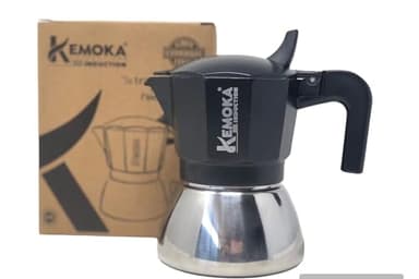 GMD COOKWARE ITALY CAFFETTIERA INDUZIONE KEMOKA 3 TAZZE - ADATTA AI PIANI INDUZIONE - BICOLORE - MACCHINA DA CAFFE'