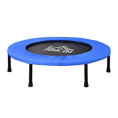 HOMCOM Trampolino Elastico per Allenamento con 30 Molle, Tappeto Fitness in Acciaio, Plastica e PP, Ø91x22.5 cm, Nero e Blu
