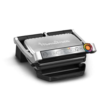 Moulinex Optigrill+, Griglia Elettrica da Interno Ideale per Cucinare Carne, Pesce e Verdure, Indicatore di Cottura e 6 Programmi Automatici, Piastre Antiaderenti, GI712D