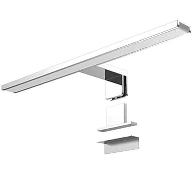 Bakaji Lampada da Specchio Bagno Applique Parete Muro Lunghezza 40cm Luce LED 8W 640lm Risparmio Energetico Bianco Freddo 6500K Design Moderno in Alluminio Cromato 3 Tipi di Installazione