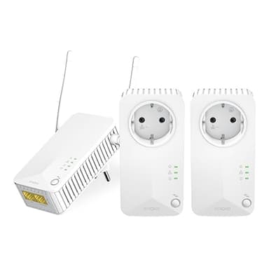 STRONG - Powerline 600 Triple Wi-Fi EU - 2 Adattatori Powerline 600 + Wi-Fi 300 Mbps - Internet Veloce - Presa Passante Schuko - Portata di 300m - Per Tutti i Modem/Router PLWF600TRIEUV2
