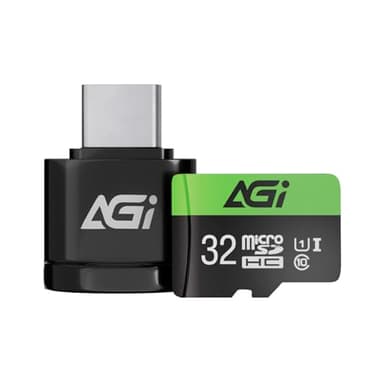 AGI TF138 MicroSD 32 GB 3 in 1 con Lettore di schede MicroSD scheda e adattatore SD, Tipo C USB 2.0 OTG Lettore di schede di memoria per PC, laptop, smartphone