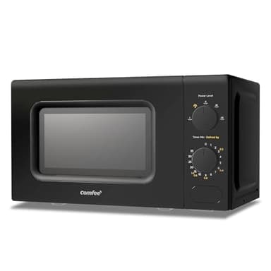 COMFEE' Forno a Microonde Nero, 20 Litri, 700 W, 5 Livelli di Potenza, Funzione di Scongelamento Rapido, Timer Manuale, Design Compatto-CM-M202CC(BK)