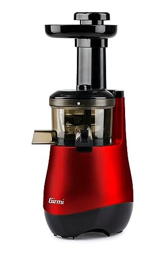 Girmi SW10 Estrattore di Succo, 150W, 55 giri/min,1 Litro, Motore DC, + 30% di Succo Estratto, Beccuccio con Tappo, Ricettario, Rosso