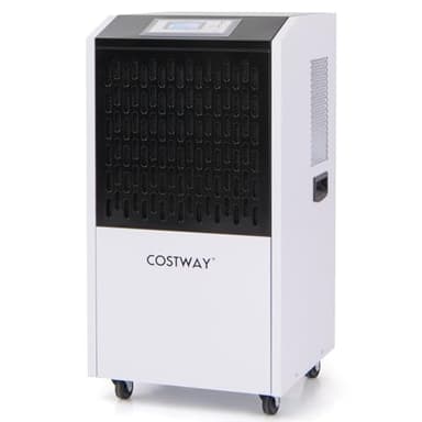 COSTWAY 118L Deumidificatore Commerciale con Tubo di Scarico, Deumidificatore Industriale con Timer 24H e 4 Ruote, per Scantinati Magazzini e Grandi Spazi Fino a 790㎡