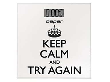 BEPER 40.821 Bilancia Pesapersone Keep Calm, Bilancia Digitale, Ultrasottile, Batteria inclusa, Bianca