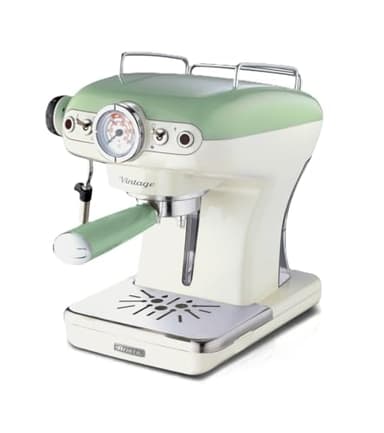 Ariete 1389 Macchina da Caffè Espresso di Design - per Polvere e cialde ESE - filtro 1 e 2 tazze - Montalatte - 850 Watt - Linea Vintage - Verde