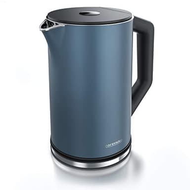 arendo - Bollitore Acqua Elettrico da 1.5L 2200W - Eco Controllo Temperatura - Temperatura Regolabile 40-100°C - Parete Doppia - in Acciaio Inossidabile - Senza BPA - Blu Admiral