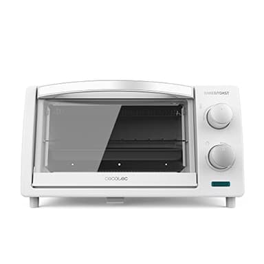 Cecotec Forno da Tavolo 10 L Bake&Toast White. 800 W, Acciaio Laccato Bianco, Quarzo 2 Pezzi, Porta Doppia Vetro, Timer Fino a 60 Min, Temperatura Regolabile Fino a 230 °C