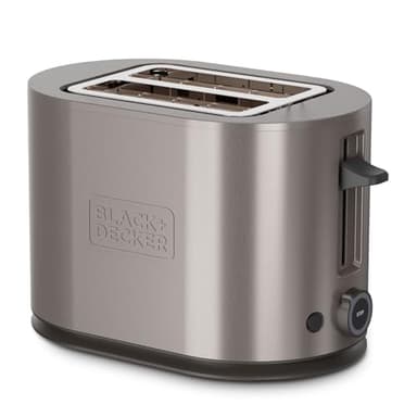 Black+Decker - Tostapane BXTO901E 900W | 2 Fessure con Auto Centratura | 7 Livelli di Tostatura | 3 Bande Mica Incandescenti | 3 Funzioni Integrate | Vassoio Raccoglibriciole Rimovibile | Acciaio Inox