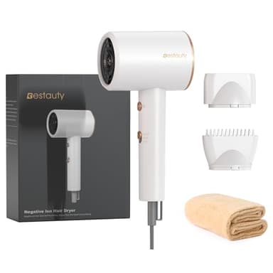 Asciugacapelli Ionico 2000W, Phon Capelli, 2 velocità, 3 impostazioni di temperatura, ultraleggero e portatile, 2 ugelli + cappuccio di asciugatura, adatto per viaggi, casa e bambini