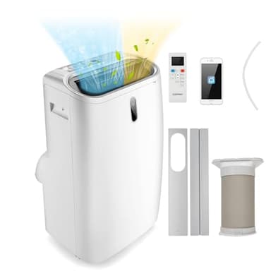 COSTWAY Condizionatore Portatile Caldo e Freddo, 16000BTU/4,7 kW, 5 in 1 Con Raffreddamento, Ventola, Riscaldamento, Deumidificazione e Modalità Notturna, 24H Timer, R290 (16000BTU|35m²+)