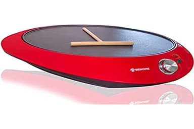 BEHOME Crepiera Elettrica con Piastra Antiaderente | Macchina per Crepes piatto 30 cm | Crepes Maker con Stendi-impasto incluso
