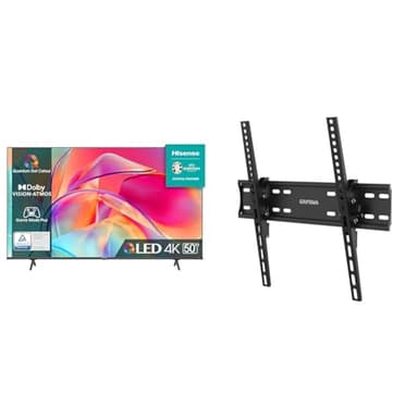 Hisense 50" QLED 4K 2023 50E77KQ, Smart TV VIDAA U6, Dolby Vision, HDR 10+, Game Mode PRO Plus & GRIFEMA GB1004-2 Supporto TV Parete Inclinabile, Ultra Sottile Staffa TV per Molti Televisori