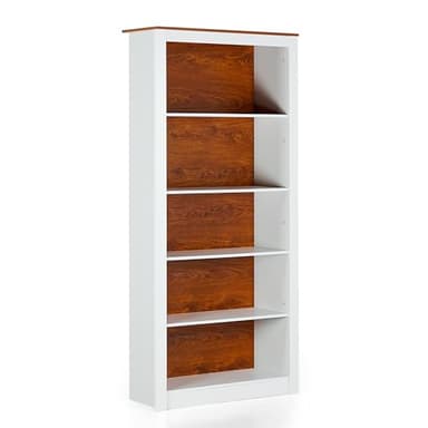 WeHome - Libreria Verticale 5 Ripiani, Libreria Alta 200 Cm Moderna, Libreria In Legno Melaminico, Libreria Da Parete Grande, Scaffale Libreria Con Mensole, Libreria Da Terra (Bianco)
