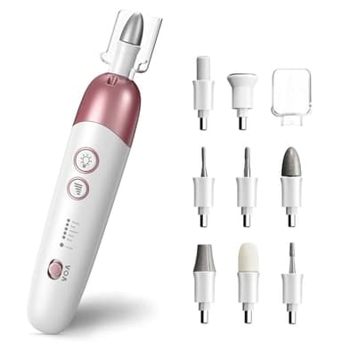 Vexloria Fresa per Unghie Professionale Elettrica con 8 Accessori, Set Manicure e Pedicure Elettrico in zaffiro e feltro per accorciare, limare, modellare e curare unghie e cuticole, 4,500 giri/min