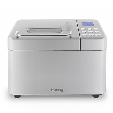H.Koenig BAKE440 Macchina per il pane 15 programmi, fino a 1 kg di pane, marmellata, yogurt, avvio ritardato, keep warm, dispenser per cereali, ciotola antiaderente rimovibile, schermo LCD, 600W