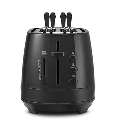 De'Longhi CTLAP2203.BK Tostapane con Pinze, Controllo Progressivo del Grado di Tostatura, Indicatori Luminosi, Cassetto Raccoglibriciole, Piedini Antiscivolo, Potenza 550 Watt, Plastica, Nero
