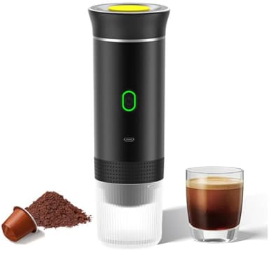 Gevvnss Macchina per Caffè Espresso Portatile da 60 ml,3 in 1 Macchina del Caffe Portatile,USB-C e Caricabatterie da Auto,Auto-Riscaldamento,50 Volte per una Carica,per Ufficio,Casa,Viaggi