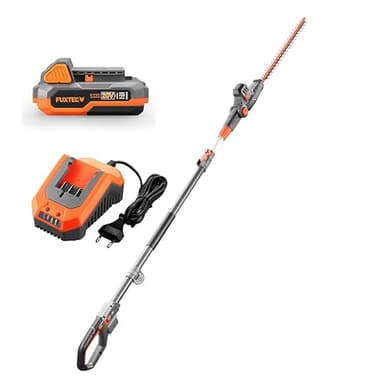 Tagliasiepi telescopico a batteria 20V senza fili FUXTEC FX-E1HH20 – Set con batteria e caricatore– 25 cm lunghezza taglio – facile potatura di arbusti, cespugli e siepi
