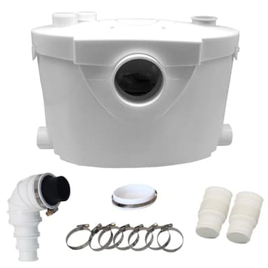 Trituratore WC Maceratore Pompa 400W, Pompe per Fognature Sanitarie 145L/min 4 ingressi, Pompa di sollevamento Doccia 8m linea di trasporto verticale per WC, Doccia, Lavandino