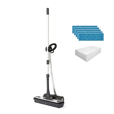 Polti Moppy Black Premium, Lavapavimenti a Vapore Senza Cavo, per tutti i Pavimenti e le Superfici Verticali Lavabili, Potenza 1500 W, Capacità Serbatoio 0,7 L, Extra Panni in Dotazione, Nero