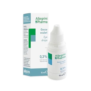 Allegrini Pharma Collirio Occhi Secchi Stanchi e Rossi Gocce Oculari Idratanti con 0,3% di Acido Ialuronico Acque di Amamelide Camomilla Fiordaliso ed Eufrasia 15 ml
