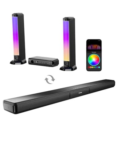 ULTIMEA Soundbar TV 5.0 Canali, Soundbar PC con RGB per Home Cinema, Sound bar Rimovibile con Controllo APP, Bluetooth 5.3, HDMI-ARC/OPT/AUX, Montaggio a Parete, Apollo S70