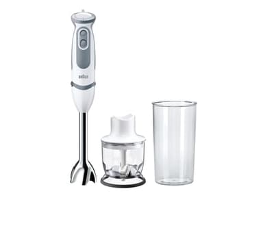Braun Minipimer MQ5220WH con 5 ANNI DI ASSISTENZA, MultiQuick5 Frullatore ad Immersione, 21 velocità, Tecnologia Tedesca, Impugnatura ergonomica, Dotato di tritatutto 350ml e Bicchiere 600ml, 1000W