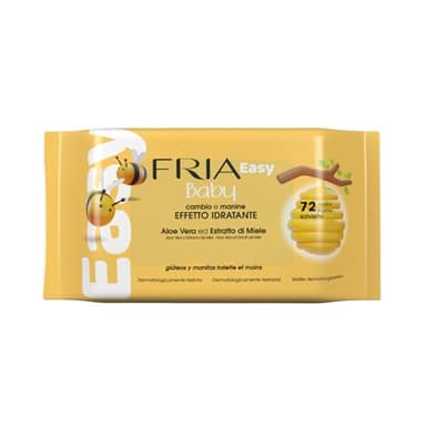 Fria Easy Baby Salviette per Cambio Pannolino, con Aloe Vera ed Estratto di Miele ad Effetto Idratante sulla Pelle, Dermatologicamente Testate, Confezione da 72 Salviette
