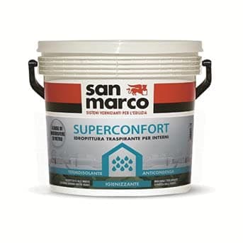 San Marco SUPERCONFORT Pittura per interni ANTICONDENSA TERMOISOLANTE traspirante ANTIMUFFA colore :bianco size:14 LT.