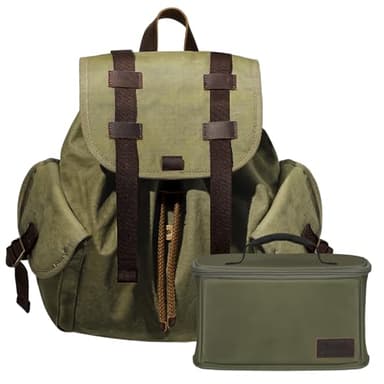 TARION Zaino Vintage per Macchina Fotografica: Zaino Fotografico DSLR Retro con Inserto per fotocamera Rimovibile in Tela Leggera per Fotocamera Reflex SLR Obiettivi e Accessori(Verde)