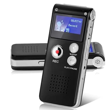 Helterfolg 8GB Registratore Vocale Digitale, Registratore Audio Piccolo Portatile, Mini Registratore Vocale Ricaricabile Tramite USB, con Audio digitale Multifunzionale e Riproduzione MP3 (Nero)