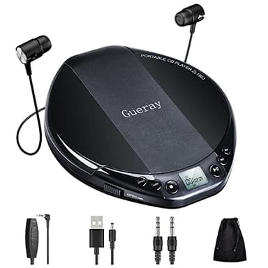 Gueray Lettore CD Portatile Compact Disc Player con Cuffie Aggiornamento Personal CD Music Disc Walkman Player (Nero lettore cd)