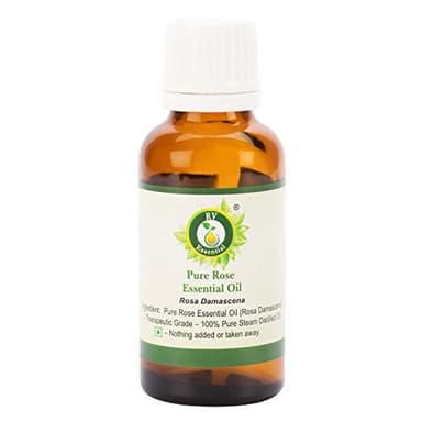 Olio essenziale rosa | Rosa damascena | Olio rosa | Per capelli | Per viso | Per pelle | 100% puro | Distillato a vapore | Grade terapeutico | Rose Essential Oil | 5ml | 0.169oz By R V Essential