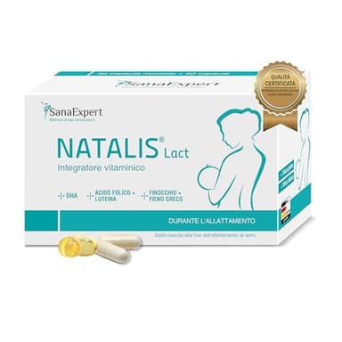 SanaExpert Natalis Lact - Integratore Nutrizionale per l'Allattamento - Con DHA, Acido Folico, Omega-3, Finocchio e Fieno Greco - 90 Capsule - Prodotto in Germania