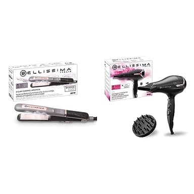 Bellissima Imetec Steam Ceramic e Argan Oil, Piastra Lisciante a Vapore & Imetec Asciugacapelli K9 2300 Asciuga e Mantiene Idratati i Capelli senza Effetto Crespo