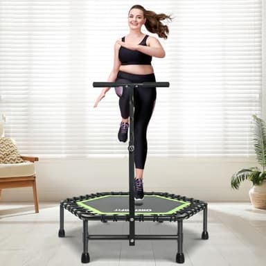 ONETWOFIT 114cm trampolino elastico per adulti, mini trampolino silenzioso per esercizi indoor outdoor, trampolino fitness con rimbalzo bungee