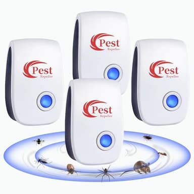 Repellente ad Ultrasuoni per Topi 4 Pack, Antizanzare Repellente Ultrasuoni, Repellente Ultrasuoni Anti Zanzare Elettrico Ultrasuoni Antizanzare per Anti Zanzare, Roditori, Ragni, Formiche
