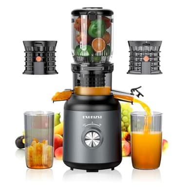 Exerzist Estrattore frutta e verdura,apertura 103MM e capacità di 1.2L Estrattore di succo,2 Filtri Brevettati ANTI-intasamento per Frutta e Verdura Morbida e Dura con Elevata Resa,senza BPA