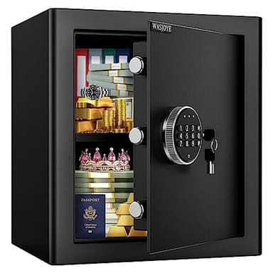 WASJOYE Cassaforte da Armadio per la Casa, Casseforti di Sicurezza Elettronica Digitale con Tastiera, Grande Cassaforte a Muro, Cassaforte a Chiave per Hotel Ufficio Soldi Pistola Passaporto, 42L