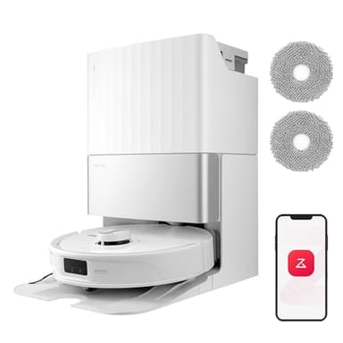 roborock Qrevo Master Set Robot Aspirapolvere con Funzione Mopping&Mop Sollevabile, Design FlexiArm, Potenza di Aspirazione HyperForce® di 10.000 Pa, Rilevamento dello Sporco, Bianco