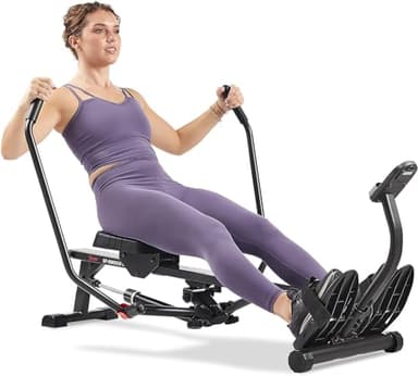 Sunny Health & Fitness Vogatore Smart Compact Full Motion, allenamento per tutto il corpo, basso impatto, binario extra lungo, capacità di peso di 350 LB - SF-RW5639SMART