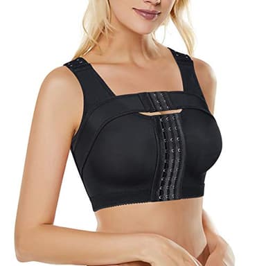 Bafully Reggiseno postoperativo Sportivo con Chiusura Frontale Racerback Rimovibile Reggiseno Imbottito da Donna
