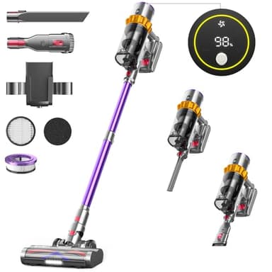 45KPa/550W Aspirapolvere Senza Fili, 65 min/1,6L Scopa Elettrica Senza Fili Autocaricante Ultra-silenzioso, 8 Stadi Filtrati OLED Smart Aspirapolvere Senza Fili Potente per Pavimenti/Tappeti/Pelosità