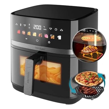 Cecotec Friggitrice ad Aria 8 Litri - Air Fryer Cecofry&Grill Duoheat 8000. 2200W, Doppia Resistenza, Dietetica e Digitale, Finestra, Temperatura Regolabile 80-200°C, 8 Menu