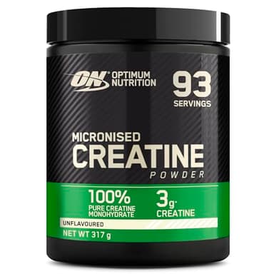 Optimum Nutrition Micronised Creatine Powder, Creatina Monoidrato Micronizzata in Polvere Pura al 100% per Migliorare la Potenza Muscolare, Non Aromatizzato, 93 Porzioni, 317 g